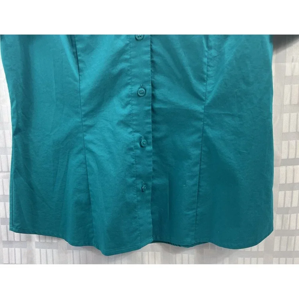 Worthington Shirt Womens Color Green Size MButton Up ShortSleeve Collared Casual - Picture 11 of 16